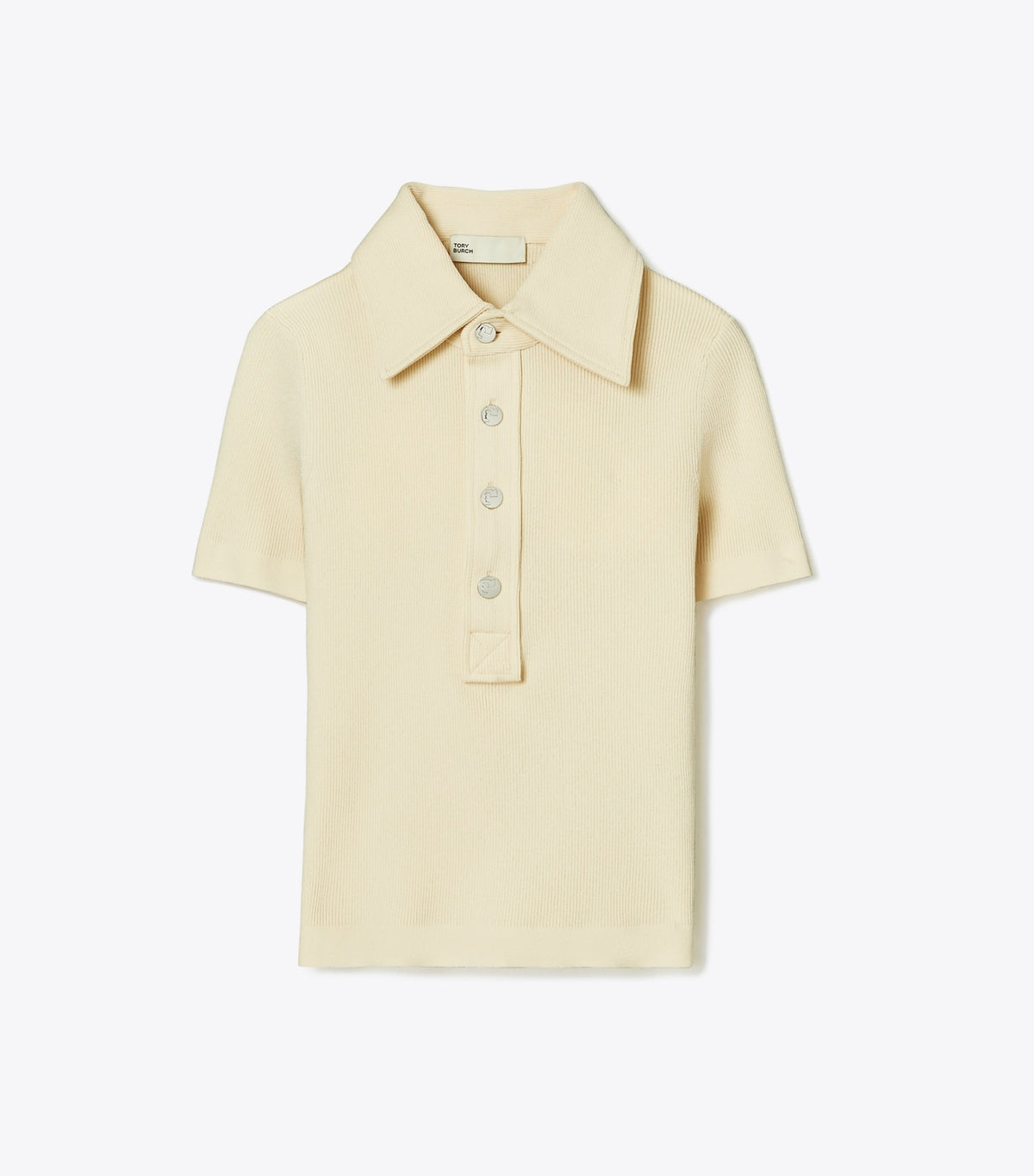 Tory Burch Viscose Ribbed Polo Sweater - Stone