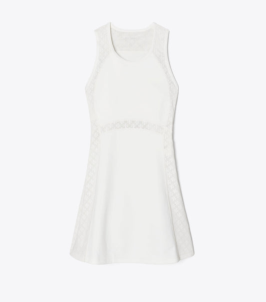 Tory Burch T Monogram Mesh Tank Dress - Snow White