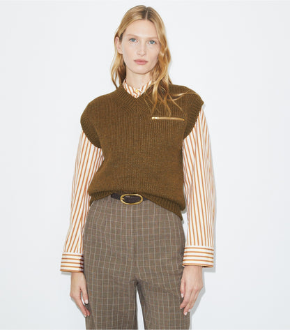Tory Burch Wool Sweater Vest - Brown