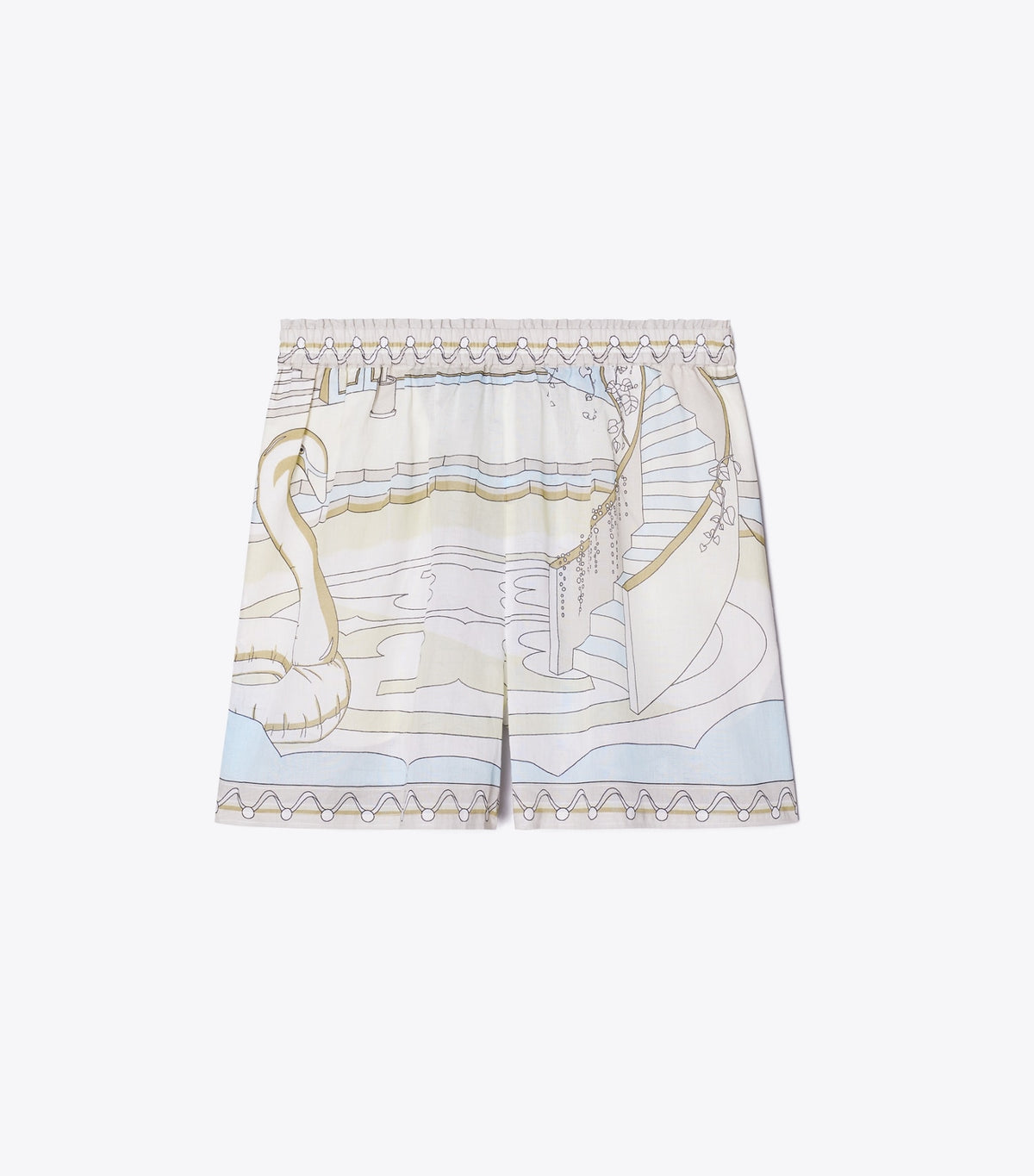 Tory Burch Printed Camp Shorts - The Pool Beige