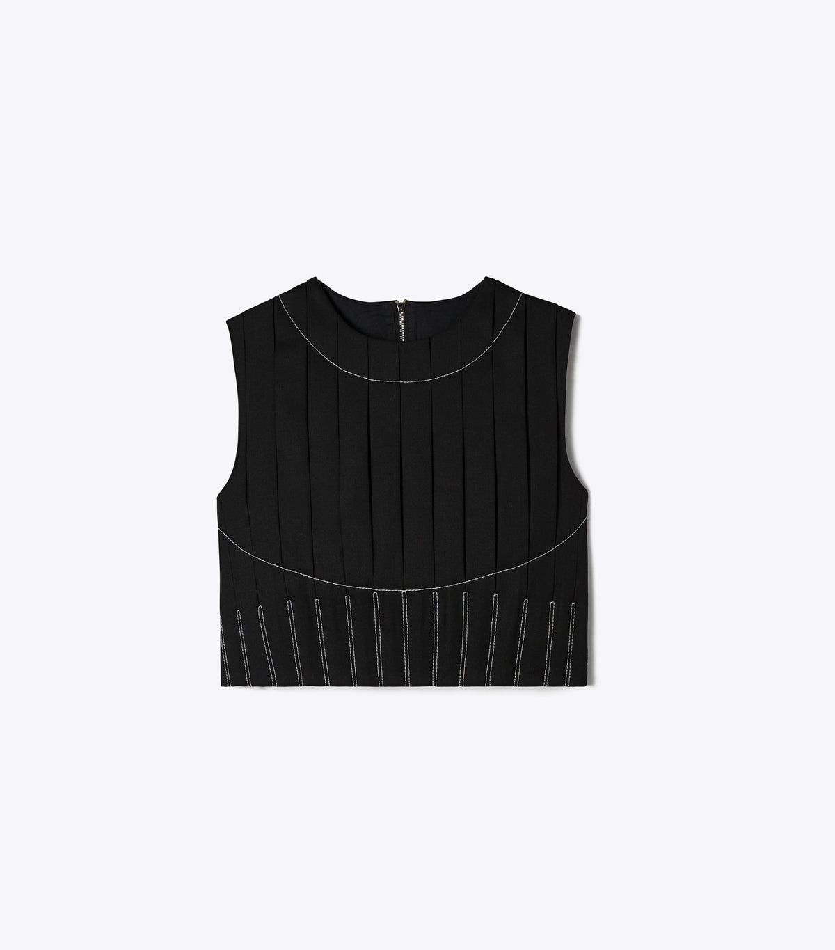 Tory Burch Wool Twill Pleated Top - Black