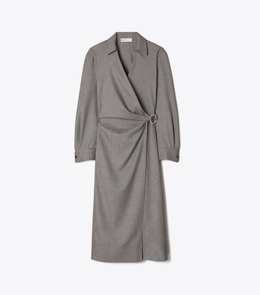 Tory Burch Wool Wrap Dress - Black / Gray