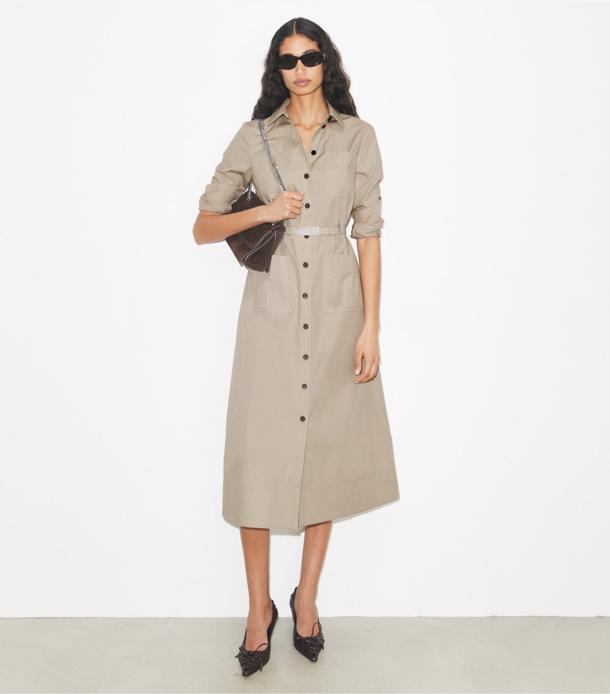 Tory Burch Cotton Camp Dress - Gray