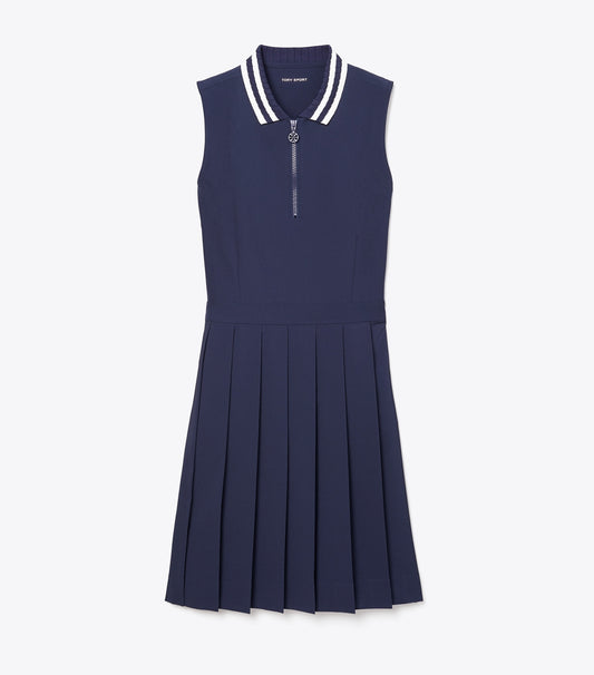 Tory Burch Performance Pleated Collar Golf Dress - Tory Navy
