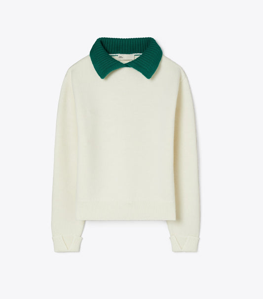 Tory Burch Wool Sweater - White / Emerald