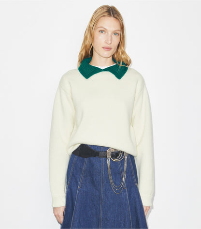 Tory Burch Wool Sweater - White / Emerald