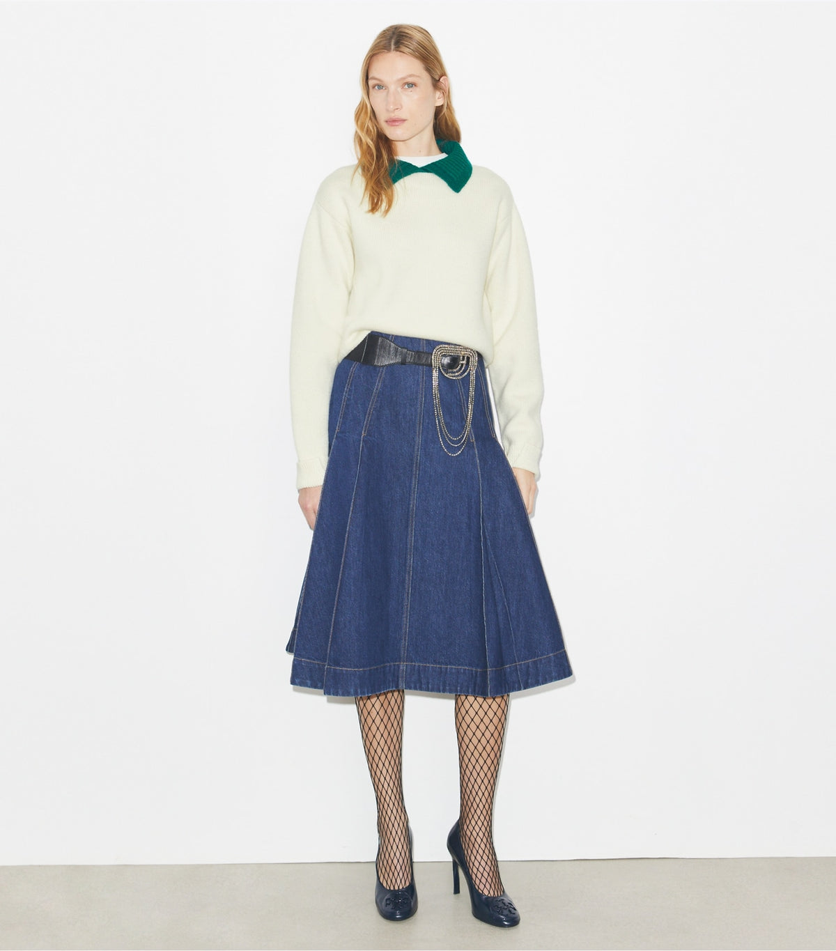 Tory Burch Wool Sweater - White / Emerald