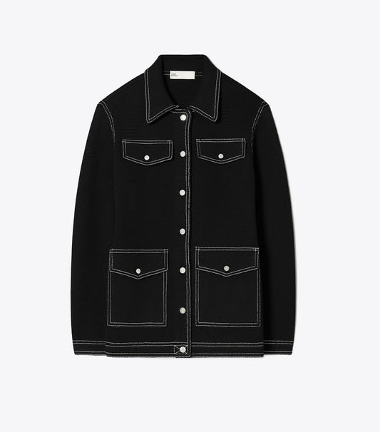 Tory Burch Topstitch Wool Jacket - Black