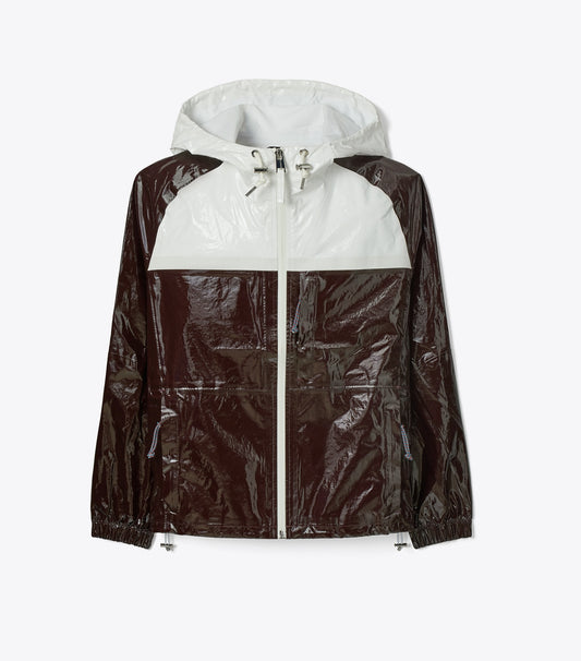 Tory Burch Patent Coated Cotton Anorak - Winetasting / Snow White