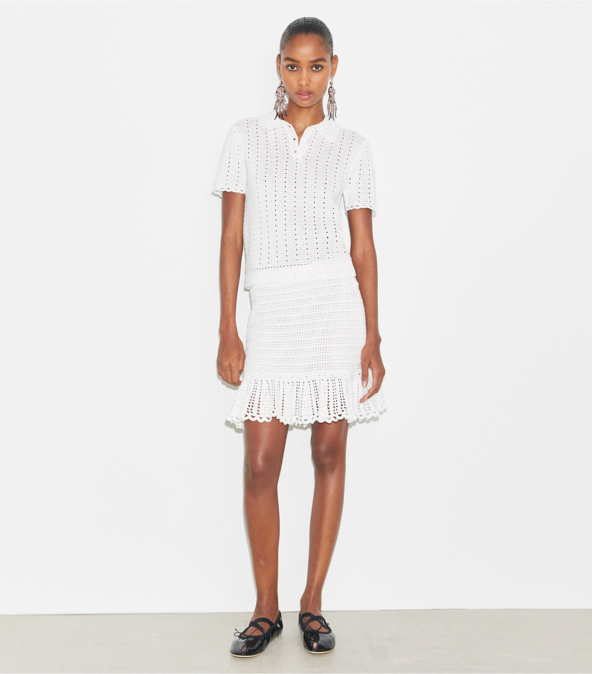 Tory Burch Crochet Cotton Skirt - White