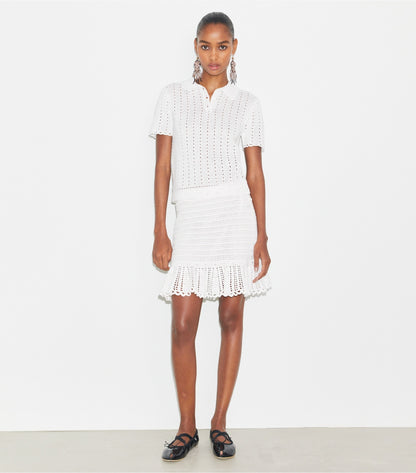 Tory Burch Crochet Cotton Skirt - White