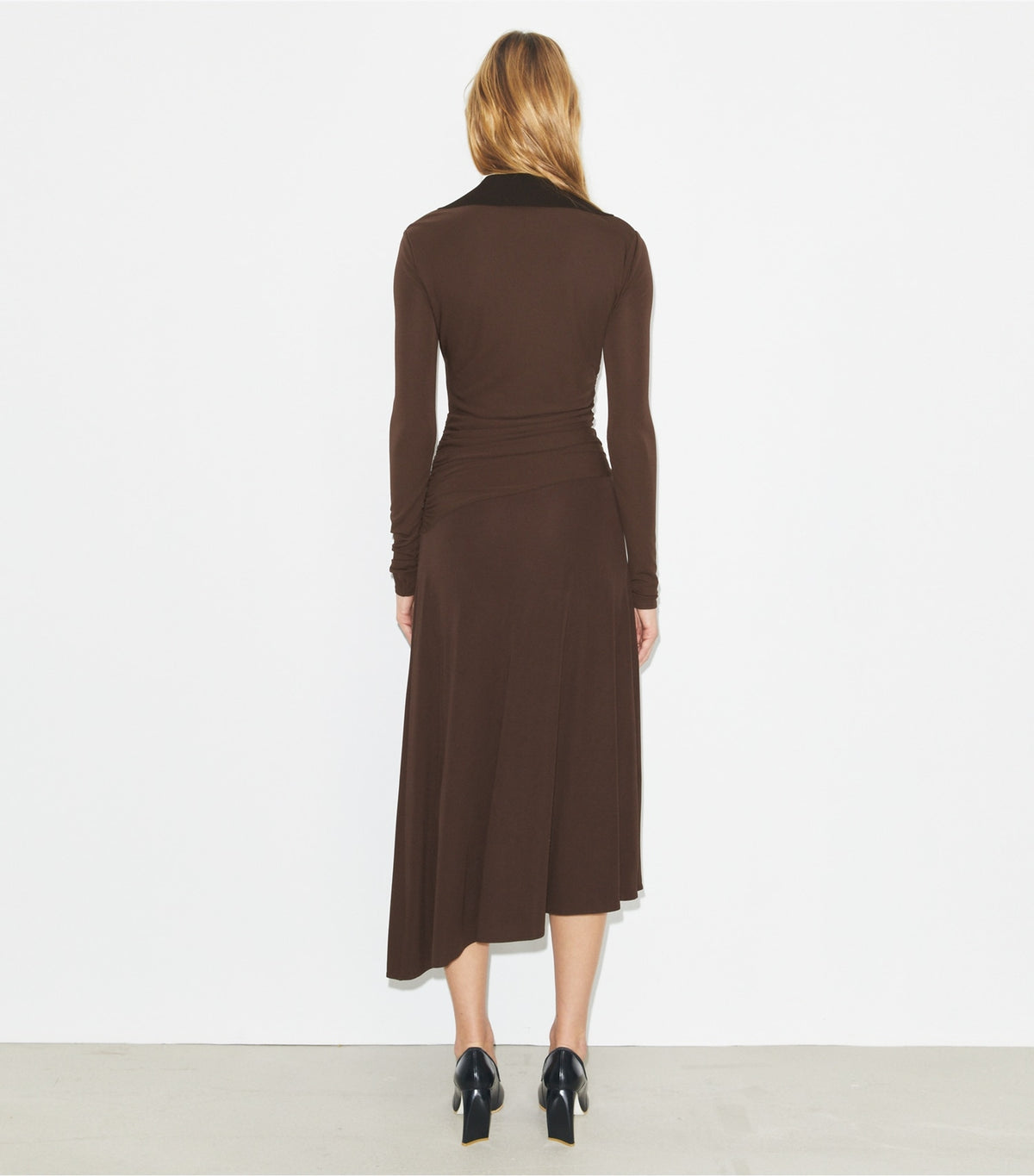 Tory Burch Jersey Collared Dress - Dark Mocha