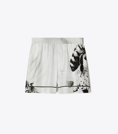 Tory Burch Silk Camp Short - Gray Bee