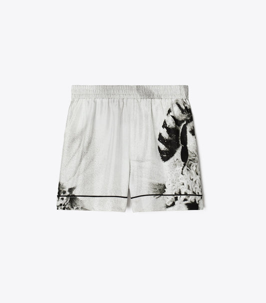 Tory Burch Silk Camp Short - Gray Bee