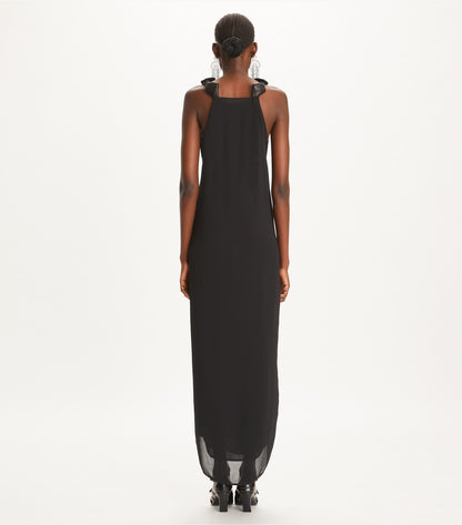 Tory Burch Knotted Crepe Dress - Black