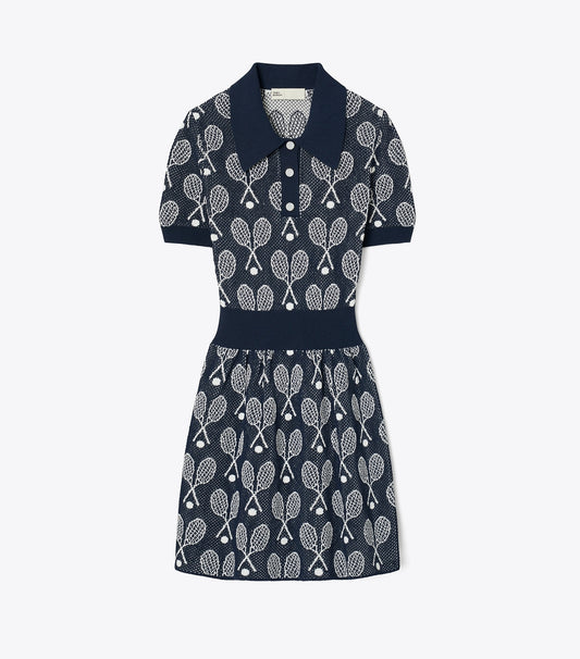 Tory Burch Racquet Mesh Dress - Tory Navy / New Ivory