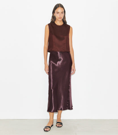 Tory Burch Satin Shell Top - Dark Sangria