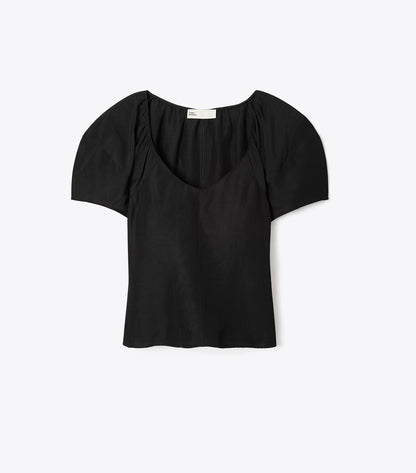Tory Burch Balloon Sleeve Viscose Top - Black