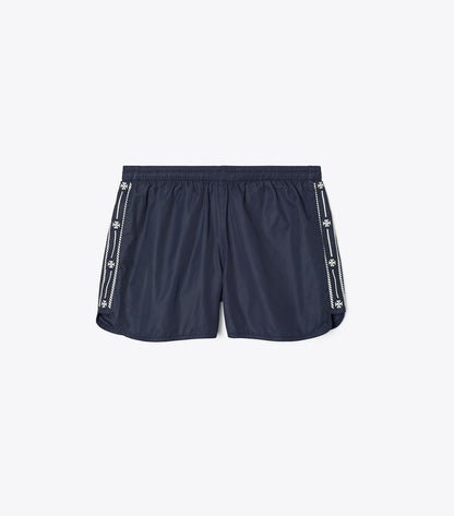 Tory Burch Embroidered Logo Nylon Short - Deep Navy
