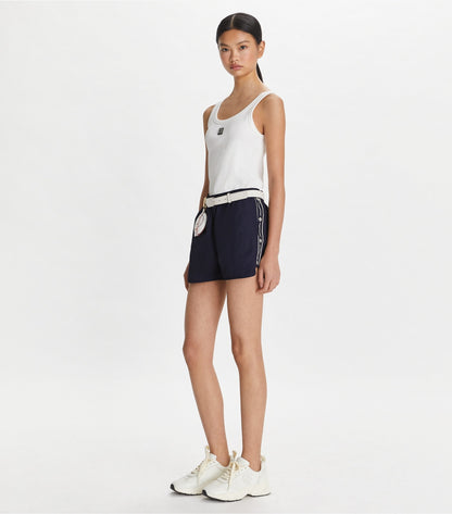 Tory Burch Embroidered Logo Nylon Short - Deep Navy