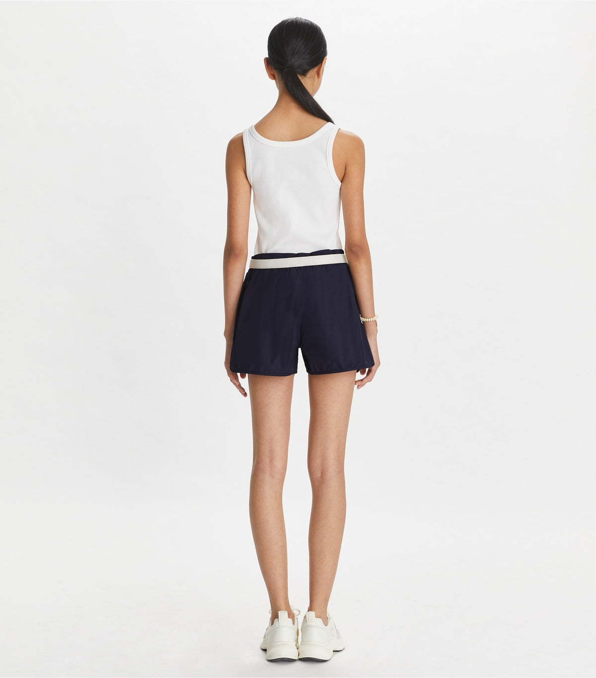 Tory Burch Embroidered Logo Nylon Short - Deep Navy