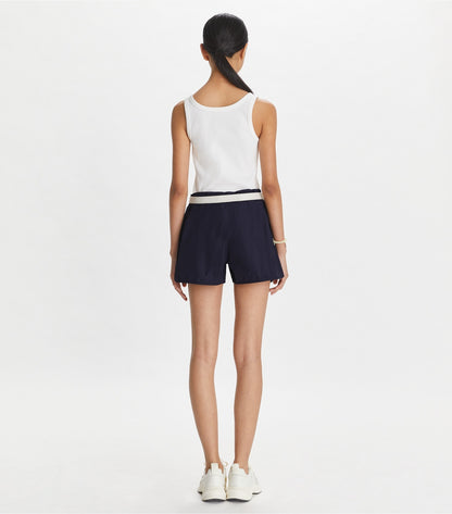 Tory Burch Embroidered Logo Nylon Short - Deep Navy