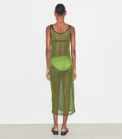 Tory Burch Mesh Dress - Deep Chocolate / Vivid Lime