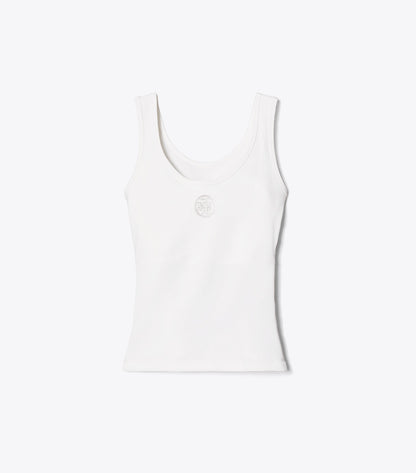 Tory Burch Embossed Logo Tennis Tank - Snow White
