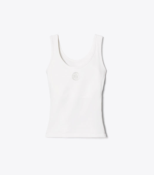 Tory Burch Embossed Logo Tennis Tank - Snow White