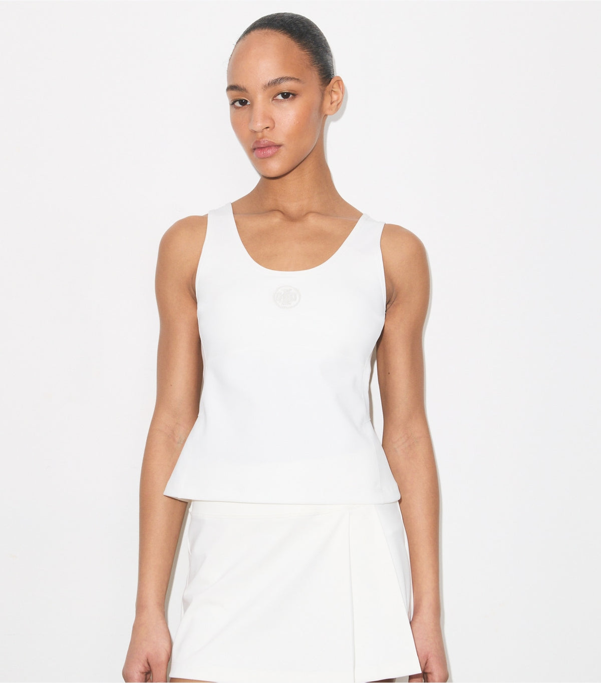 Tory Burch Embossed Logo Tennis Tank - Snow White