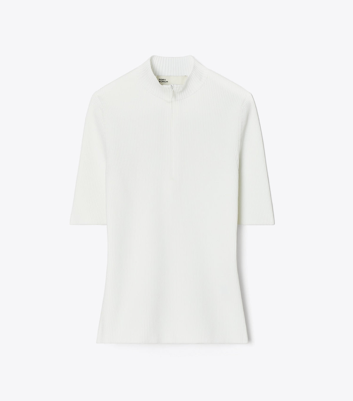 Tory Burch Half-Zip Crewneck Sweater - White