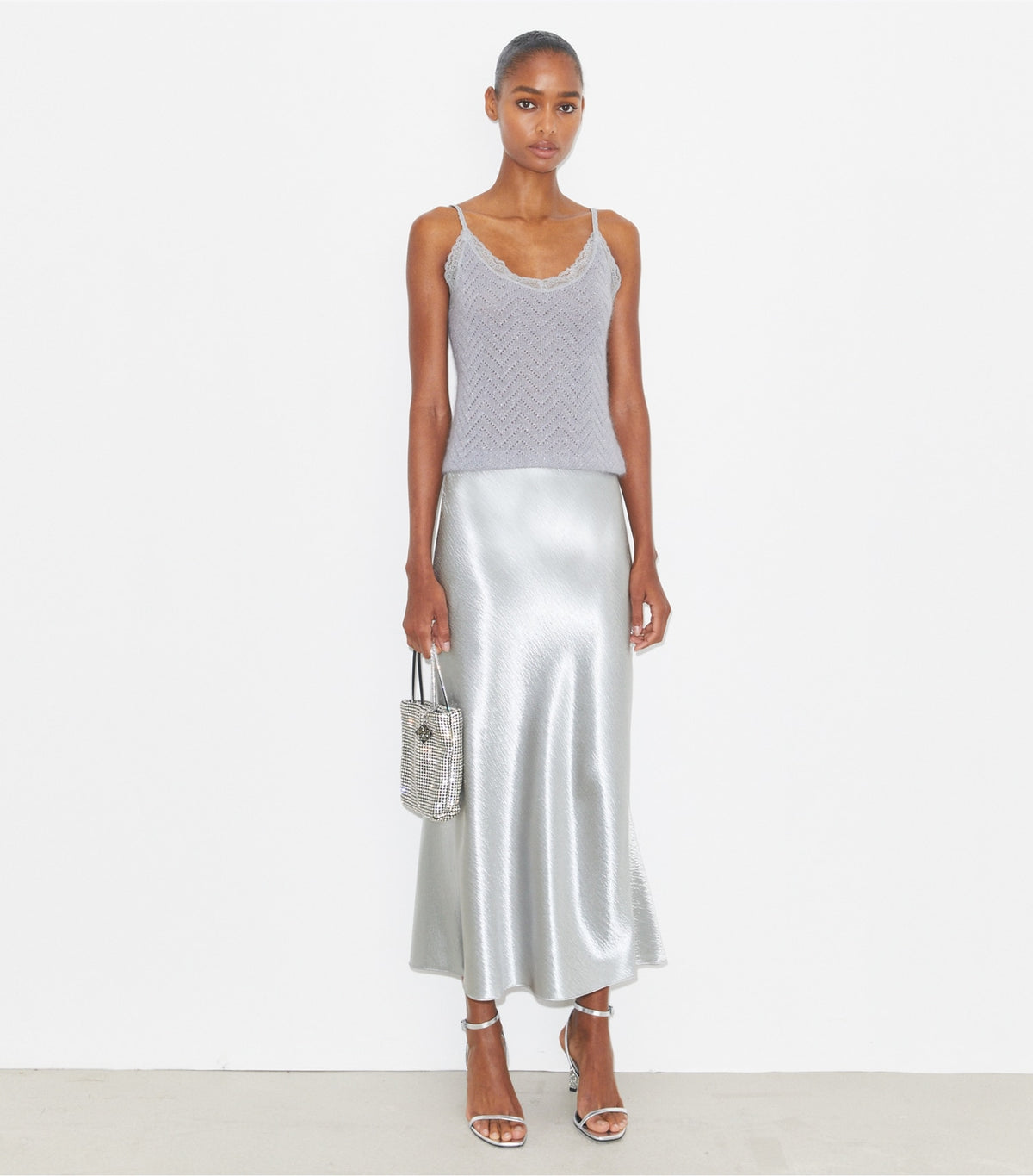 Tory Burch Satin Skirt - Quartz Gray