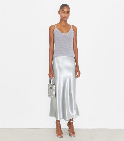 Tory Burch Satin Skirt - Quartz Gray
