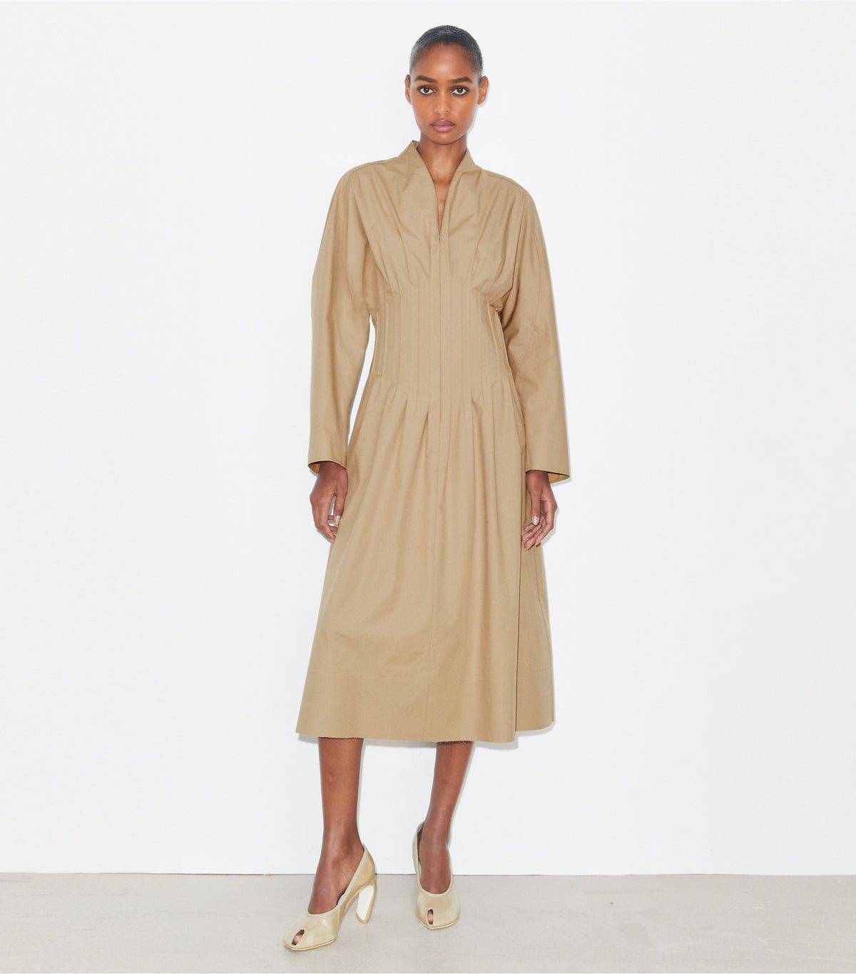 Tory Burch Poplin Dress - Taupe Gray
