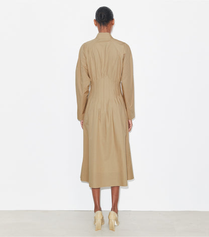 Tory Burch Poplin Dress - Taupe Gray