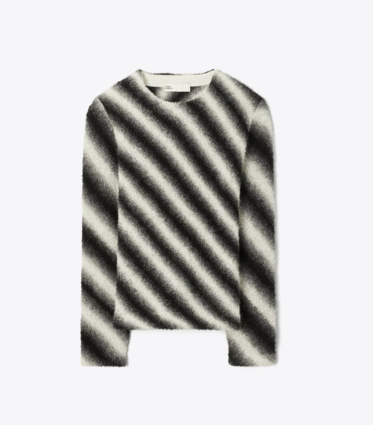 Tory Burch Striped Wool Sweater - Ivory / Black
