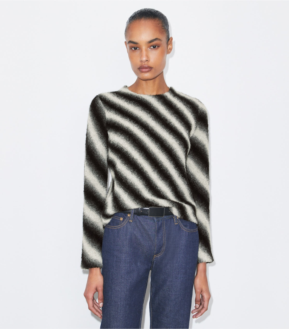 Tory Burch Striped Wool Sweater - Ivory / Black