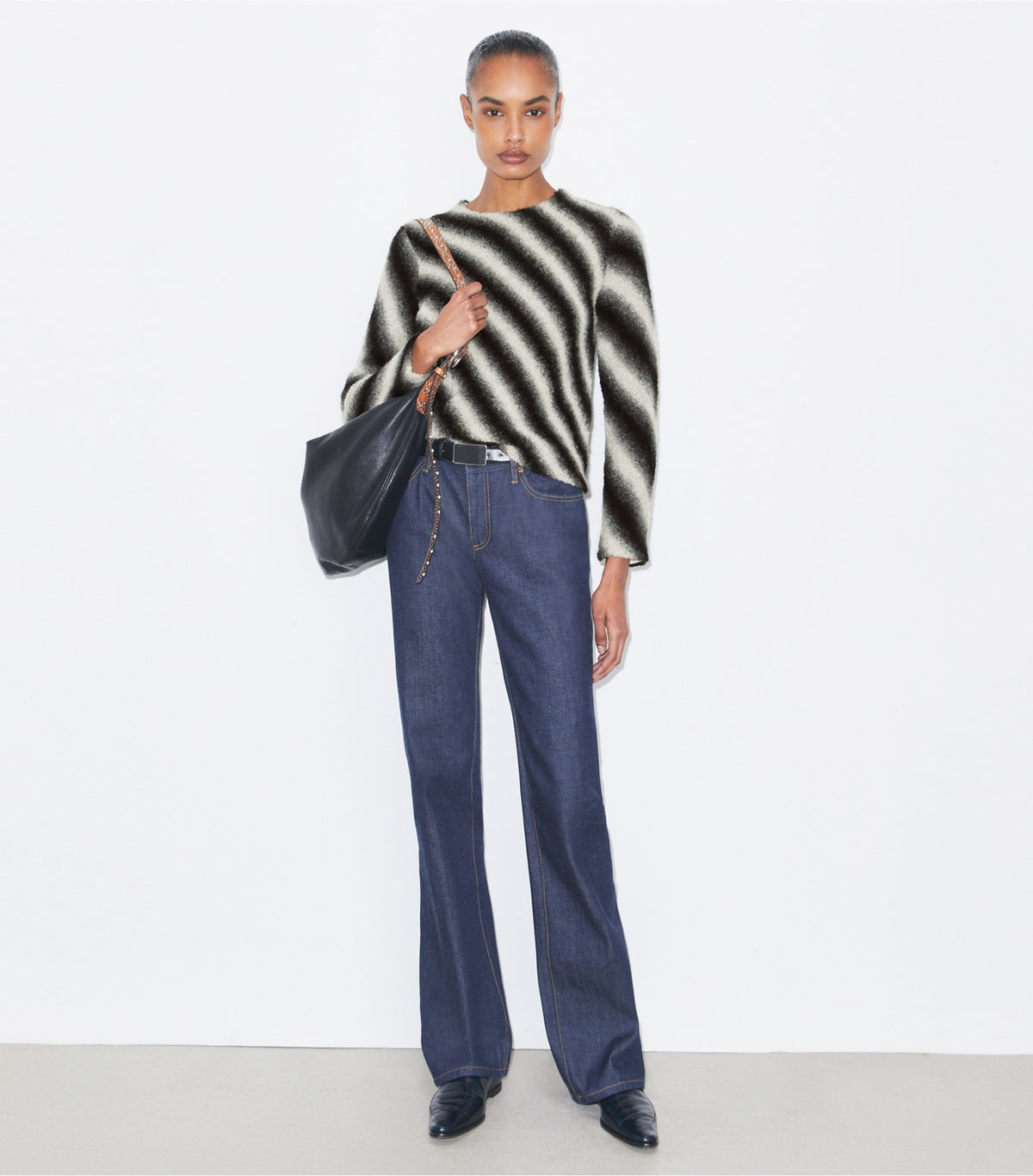 Tory Burch Striped Wool Sweater - Ivory / Black