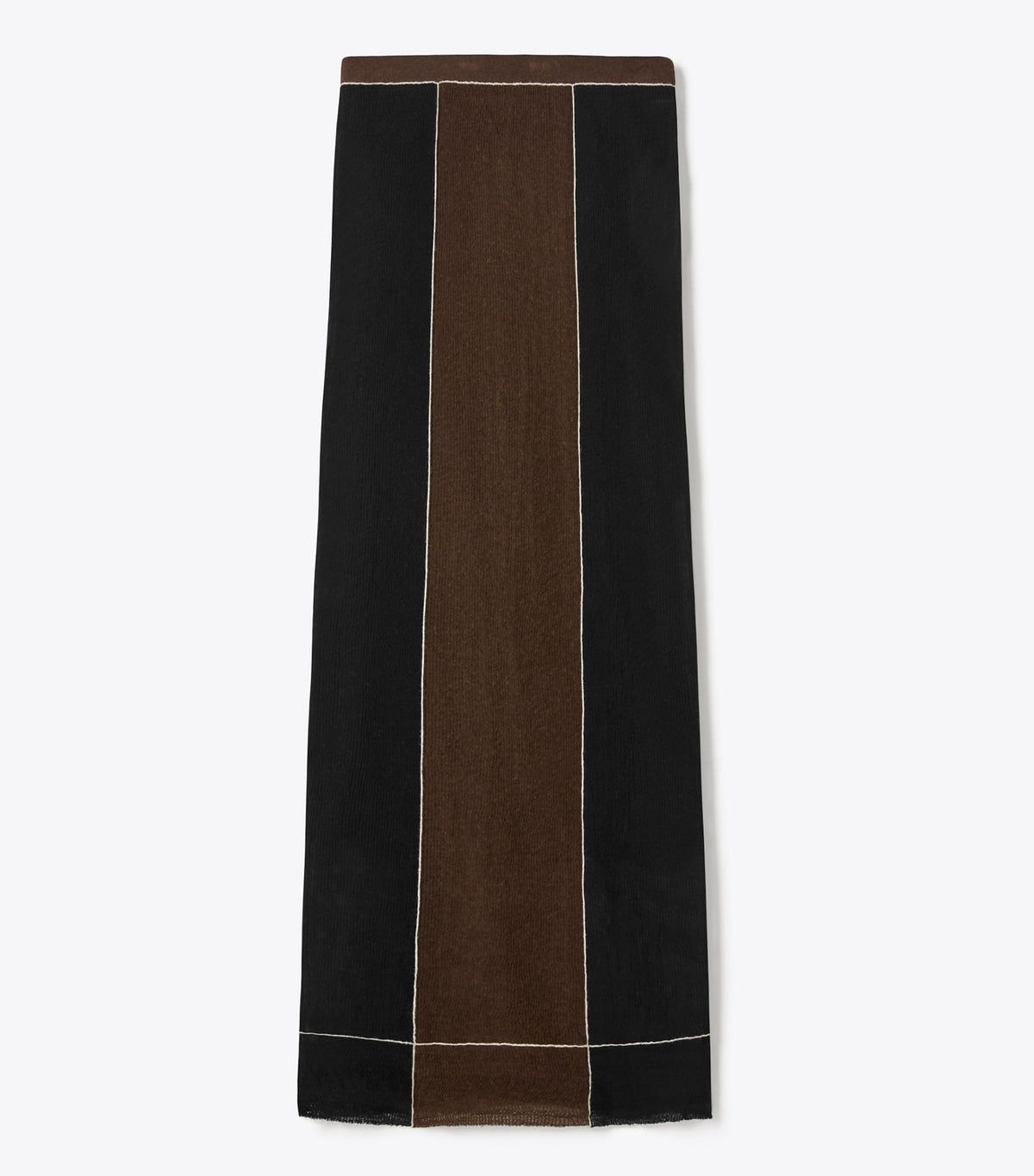 Tory Burch Colorblock Wool Skirt - Black / Chocolate