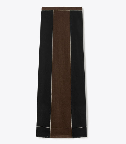 Tory Burch Colorblock Wool Skirt - Black / Chocolate
