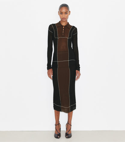 Tory Burch Colorblock Wool Skirt - Black / Chocolate