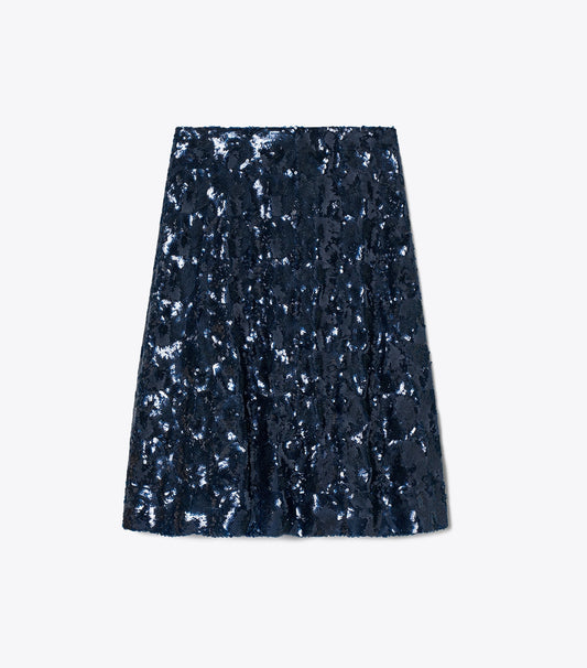 Tory Burch Embellished Sequin Skirt - Navy