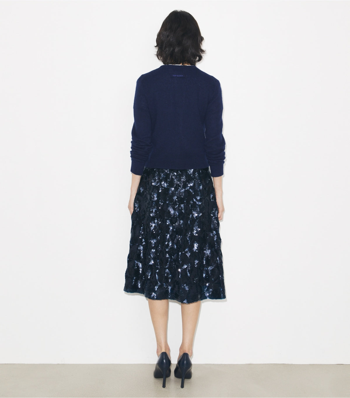 Tory Burch Embellished Sequin Skirt - Navy