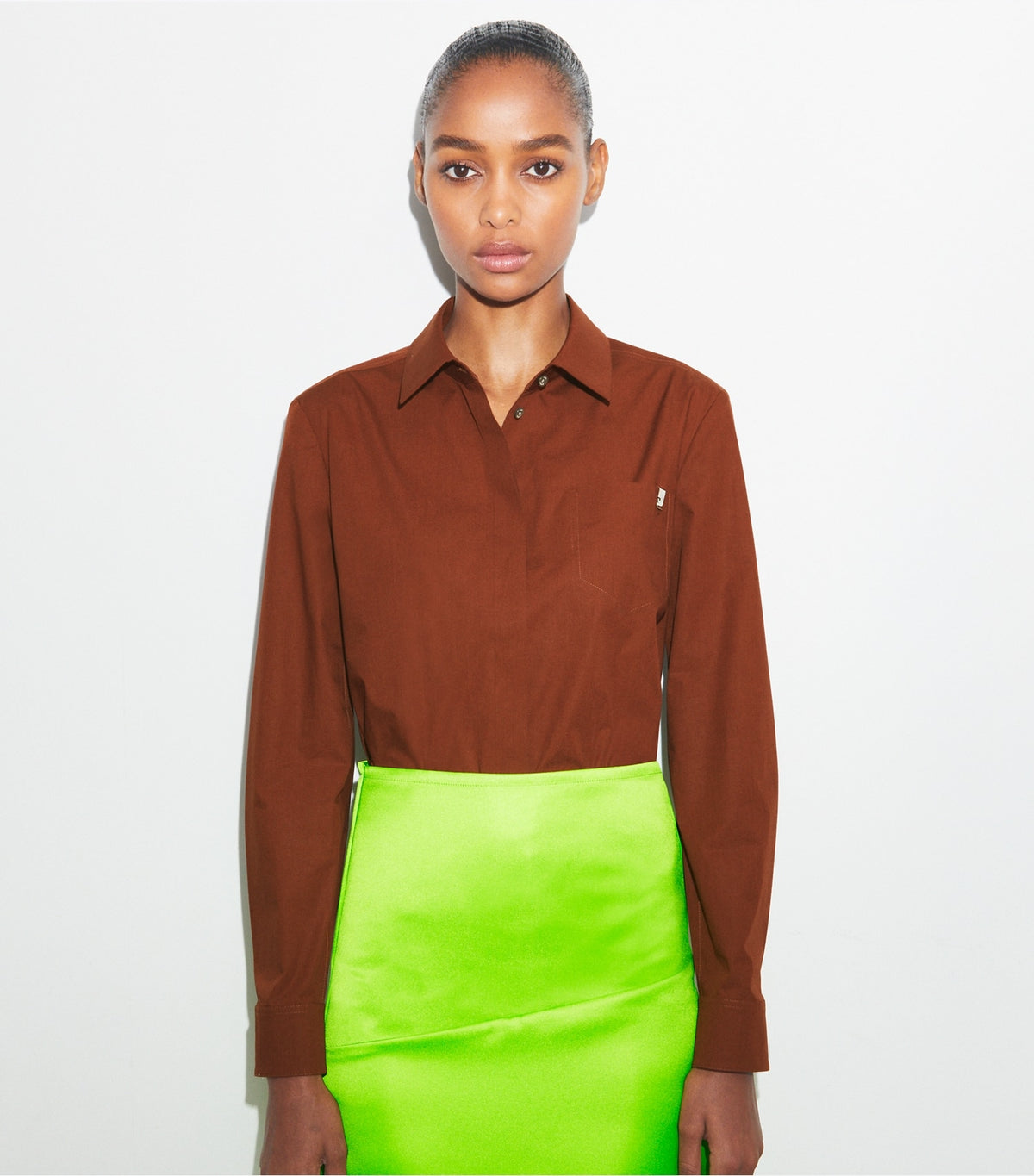 Tory Burch Cotton Poplin Shirt - Rich Manogany