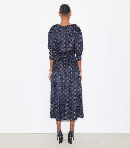 Tory Burch Silk Dress - Medium Navy Paisley