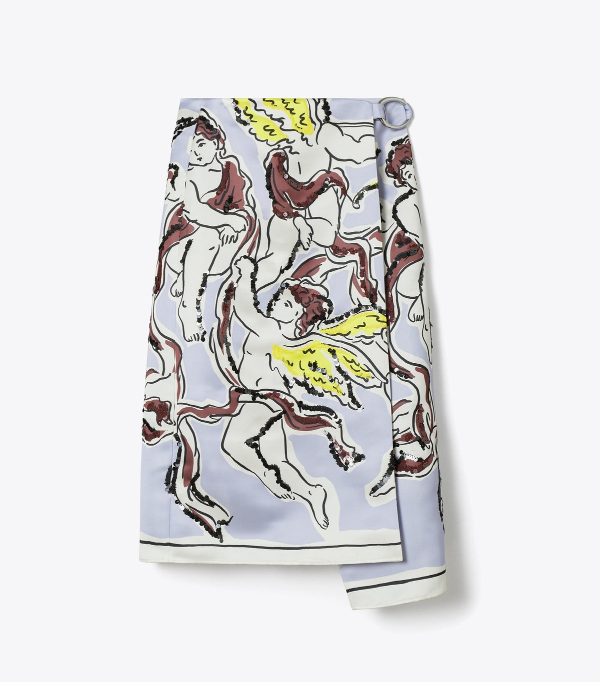 Tory Burch Printed Satin Skirt - Lilac Cherubs