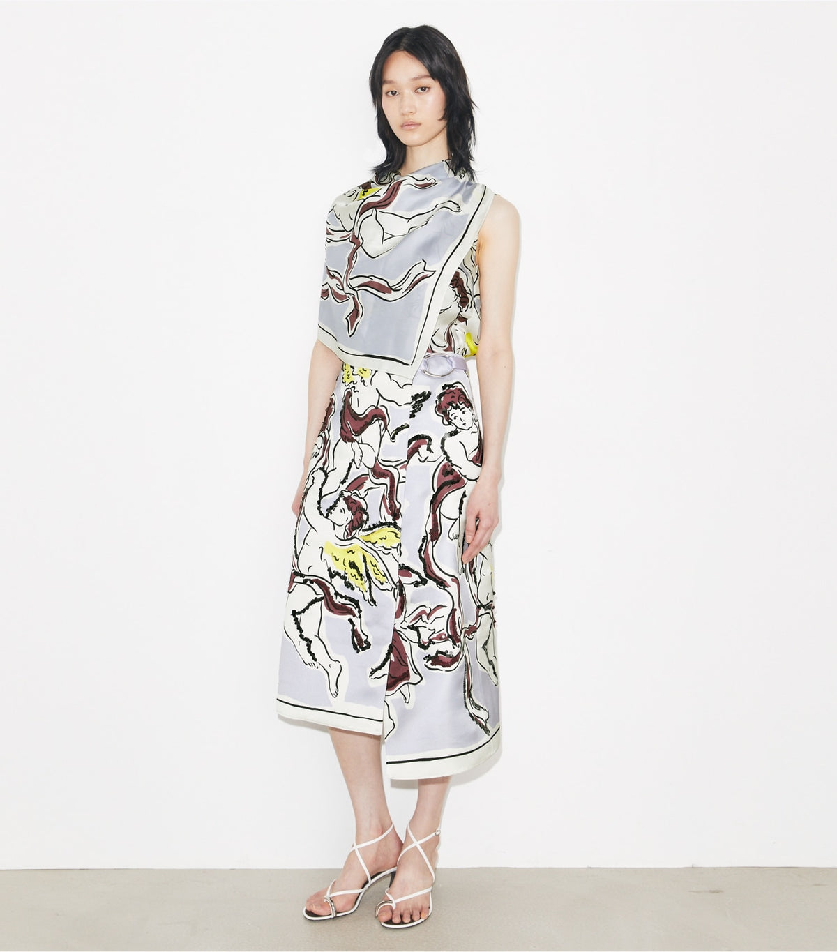 Tory Burch Printed Satin Skirt - Lilac Cherubs