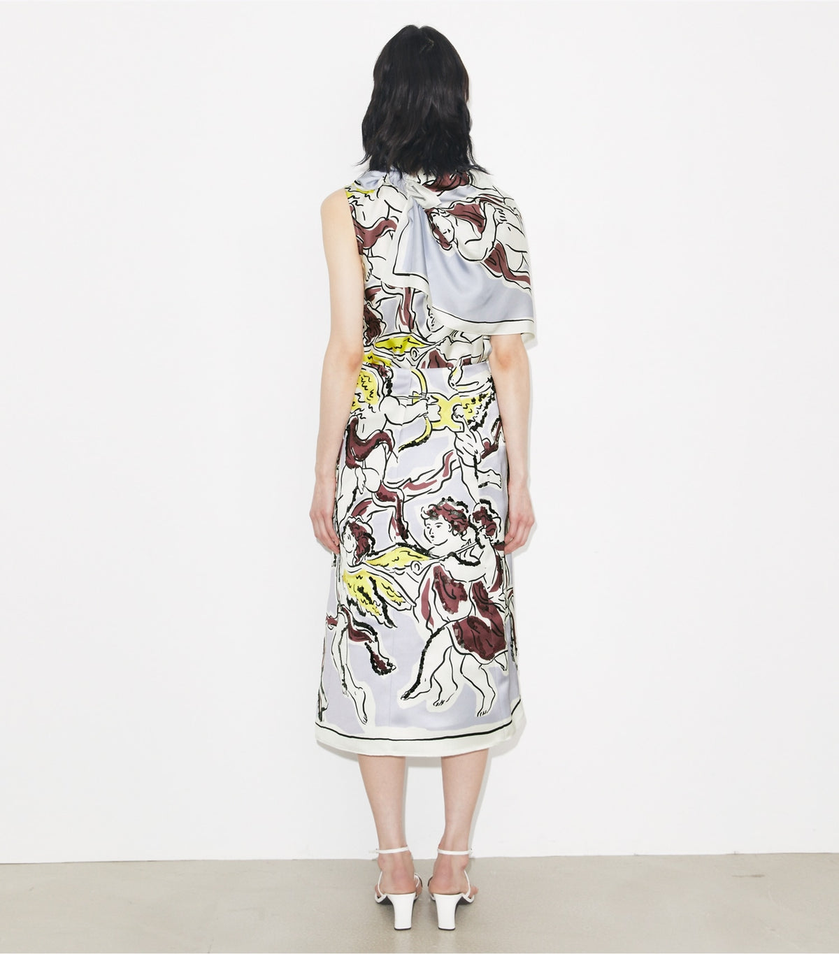 Tory Burch Printed Satin Skirt - Lilac Cherubs