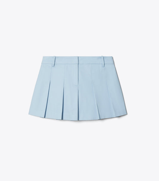 Tory Burch Micro Twill Pleated Short - Ice Floe