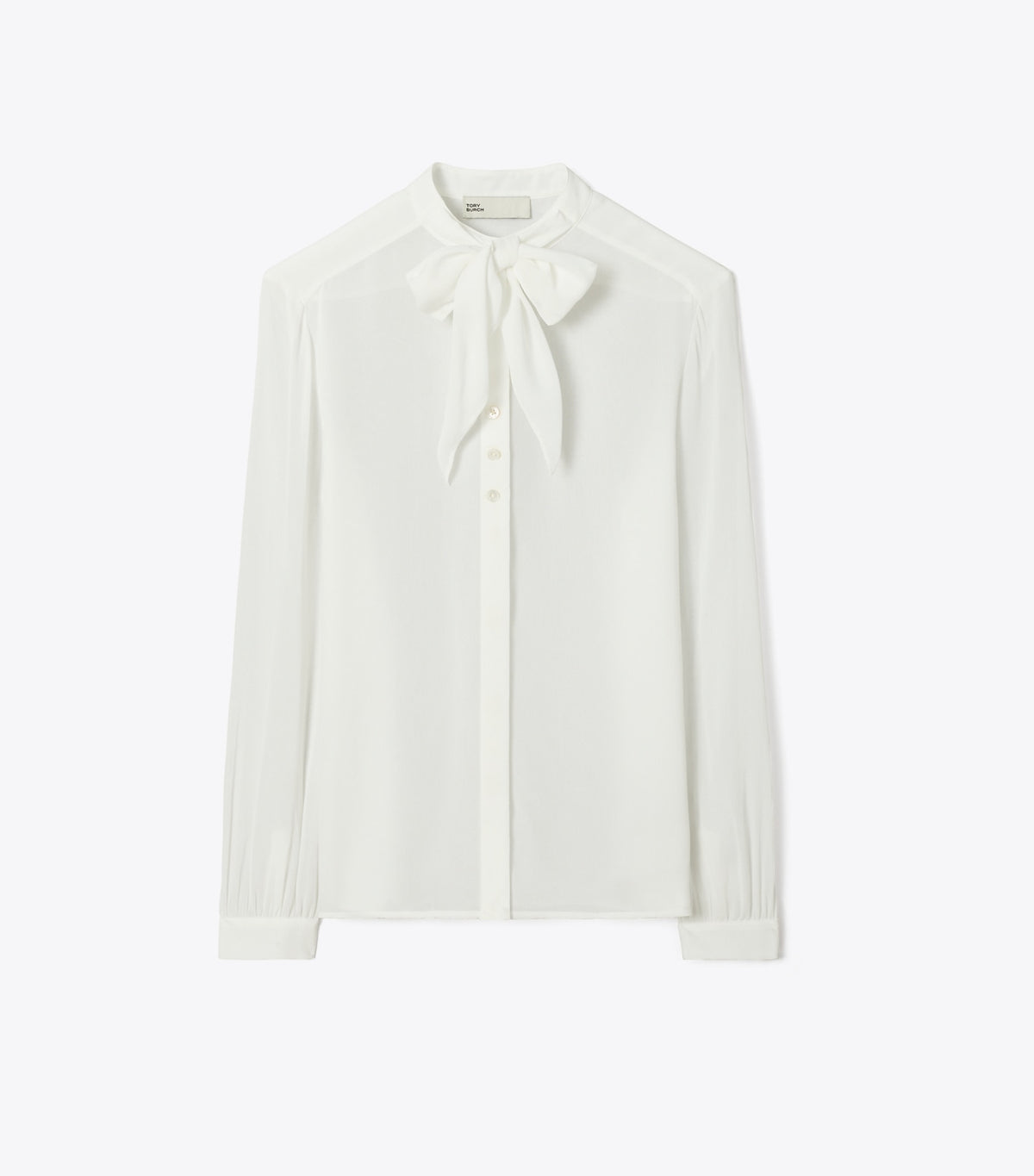 Tory Burch Georgette Bow Blouse - Marshmallow